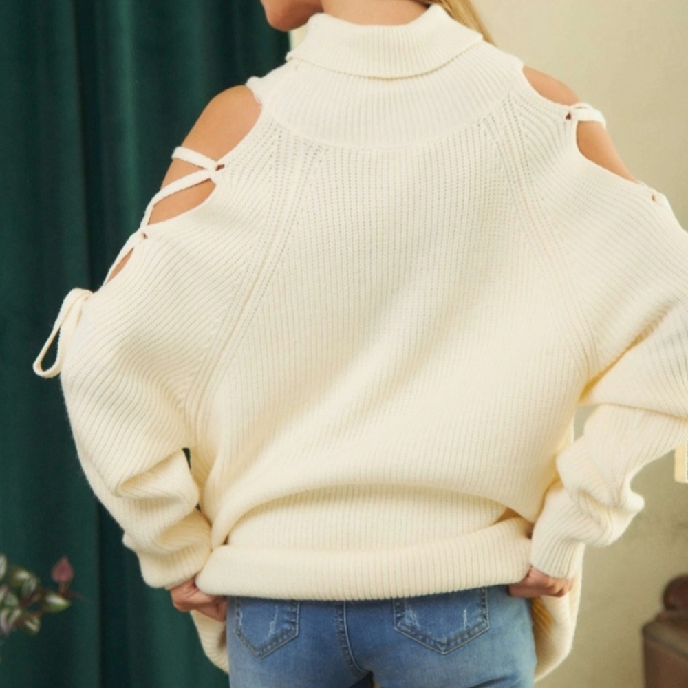 #82884 🛑S,M,L FABULOUS BOHO SEXY OVERSIZE TURTLENECK SWEATER - Picture 4 of 7